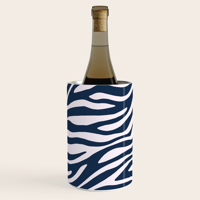 Navy Blue Zebra Animal Print Wine Chiller Gallery Image 1