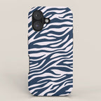 Navy Blue Zebra Animal Print iPhone Case Gallery Image 1