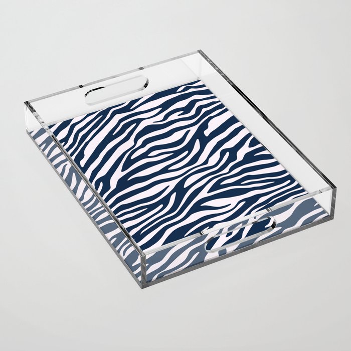 Navy Blue Zebra Animal Print Acrylic Tray Gallery Image 1