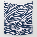 Navy Blue Zebra Animal Print Wall Tapestry Gallery Image 4