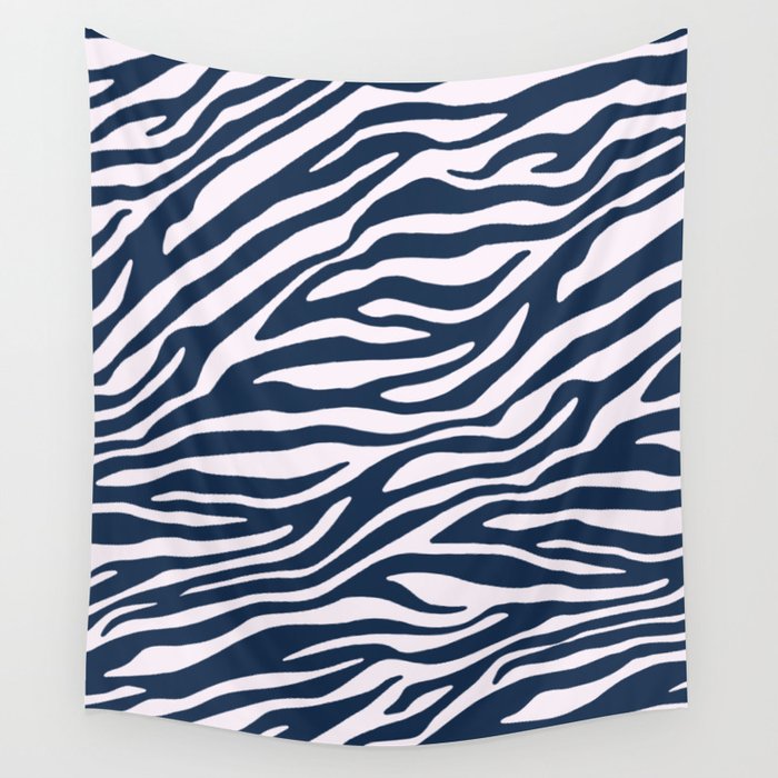 Navy Blue Zebra Animal Print Wall Tapestry Gallery Image 4