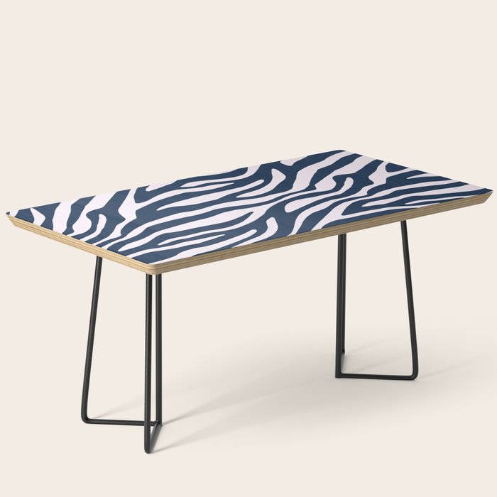 Navy Blue Zebra Animal Print Coffee Table Gallery Image 1