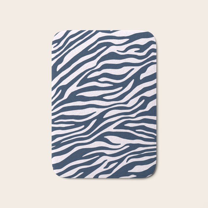Navy Blue Zebra Animal Print Bath Mat Gallery Image 1