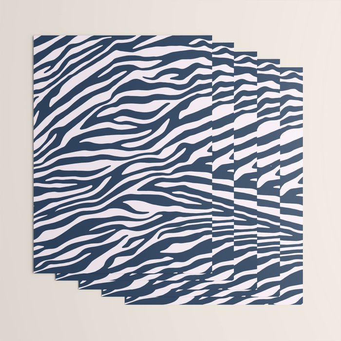 Navy Blue Zebra Animal Print Wrapping Paper Gallery Image 3