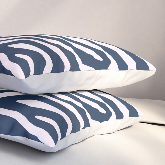 Navy Blue Zebra Animal Print Pillow Sham Gallery Image 3