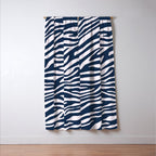 Navy Blue Zebra Animal Print Window Curtain Gallery Image 3