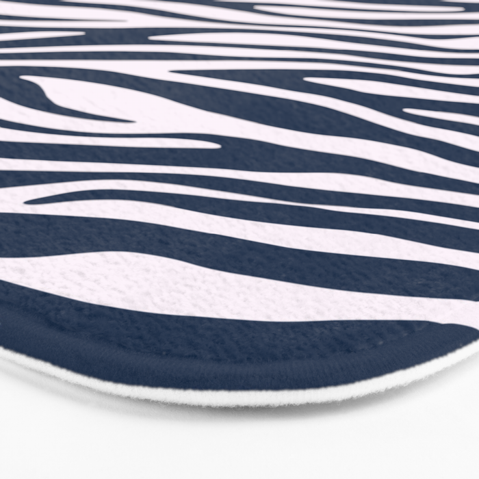 Navy Blue Zebra Animal Print Bath Mat Gallery Image 3