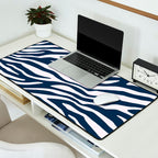 Navy Blue Zebra Animal Print Desk Mat Gallery Image 2
