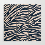 Navy Blue Zebra Animal Print Wood Wall Art Gallery Image 1