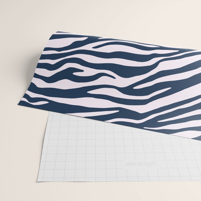 Navy Blue Zebra Animal Print Wrapping Paper Gallery Image 2