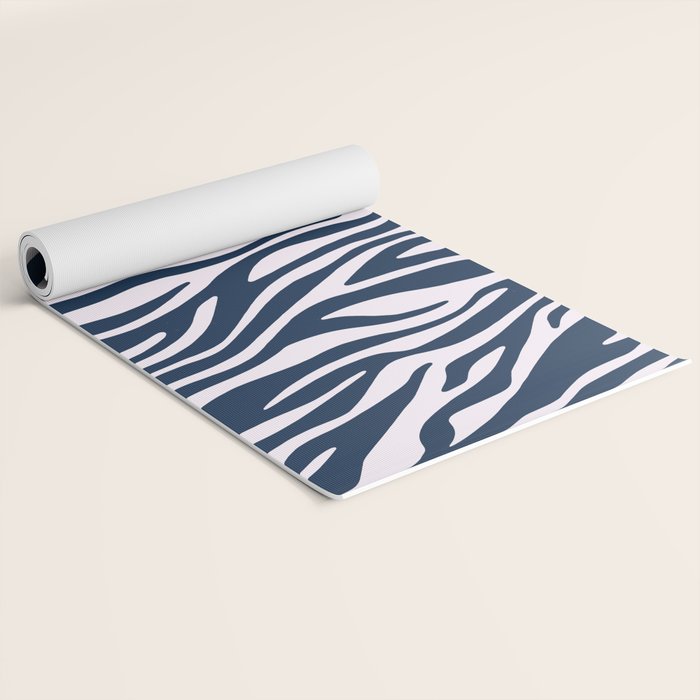 Navy Blue Zebra Animal Print Yoga Mat Gallery Image 2