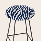 Navy Blue Zebra Animal Print Stool Gallery Image 2