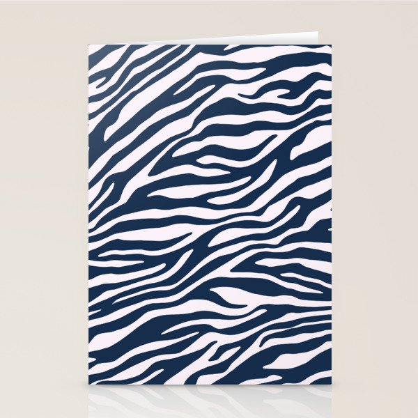 Navy Blue Zebra Animal Print Stationery Card Gallery Image 2
