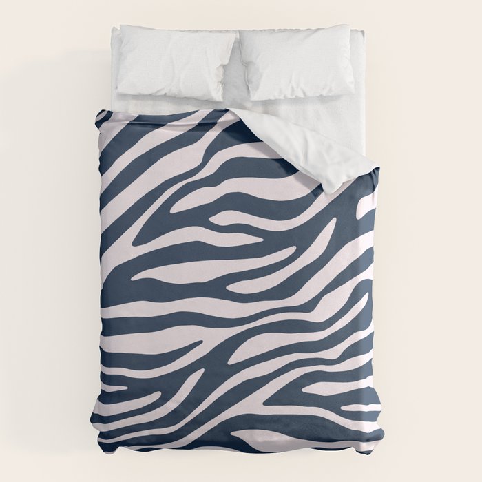 Navy Blue Zebra Animal Print Duvet Cover Gallery Image 6