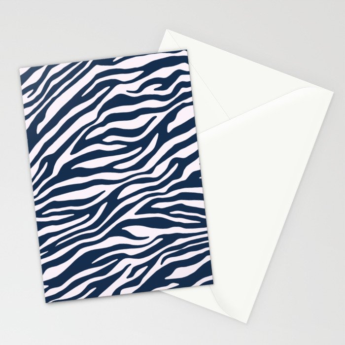 Navy Blue Zebra Animal Print Stationery Card Gallery Image 2