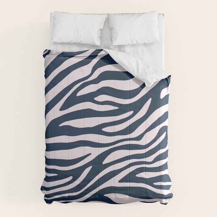 Navy Blue Zebra Animal Print Comforter Gallery Image 6