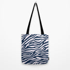 Navy Blue Zebra Animal Print Tote Bag Gallery Image 2