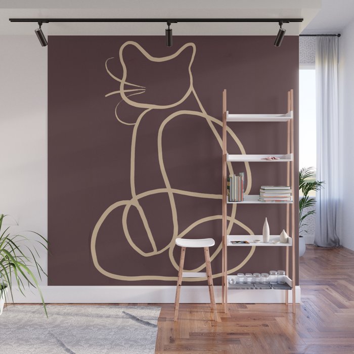 Abstract Line Art Cat 3 Wall Mural Gallery Image 1