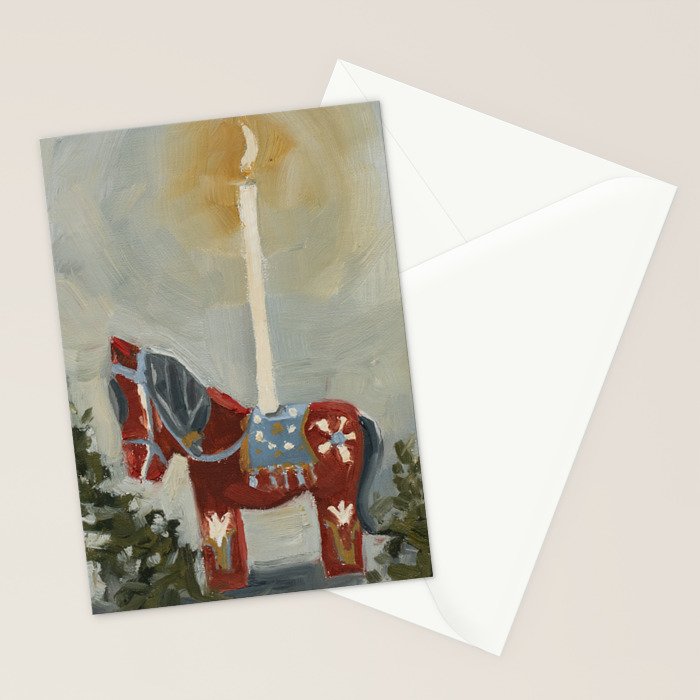 Dala Horse Candle Holder Stationery Card Gallery Image 2
