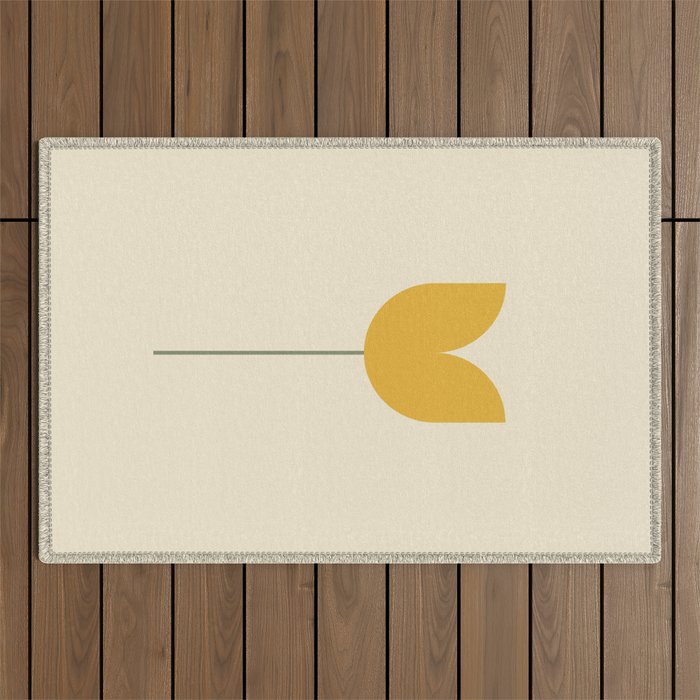 Vintage Tulip Minimalism - Yellow Outdoor Rug Gallery Image 1