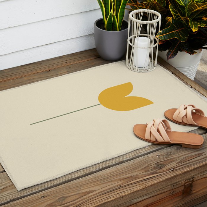 Vintage Tulip Minimalism - Yellow Outdoor Rug Gallery Image 2