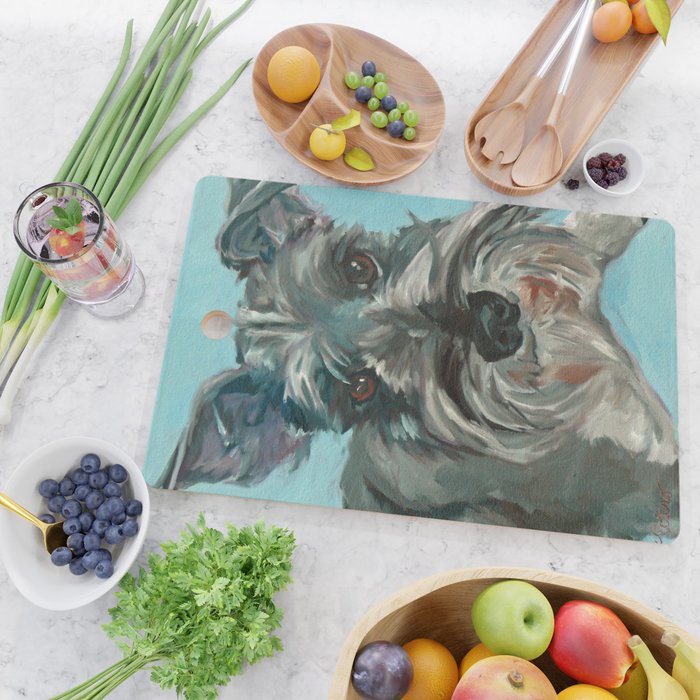 Schnauzer Dog Portrait Cutting Board Gallery Image 2