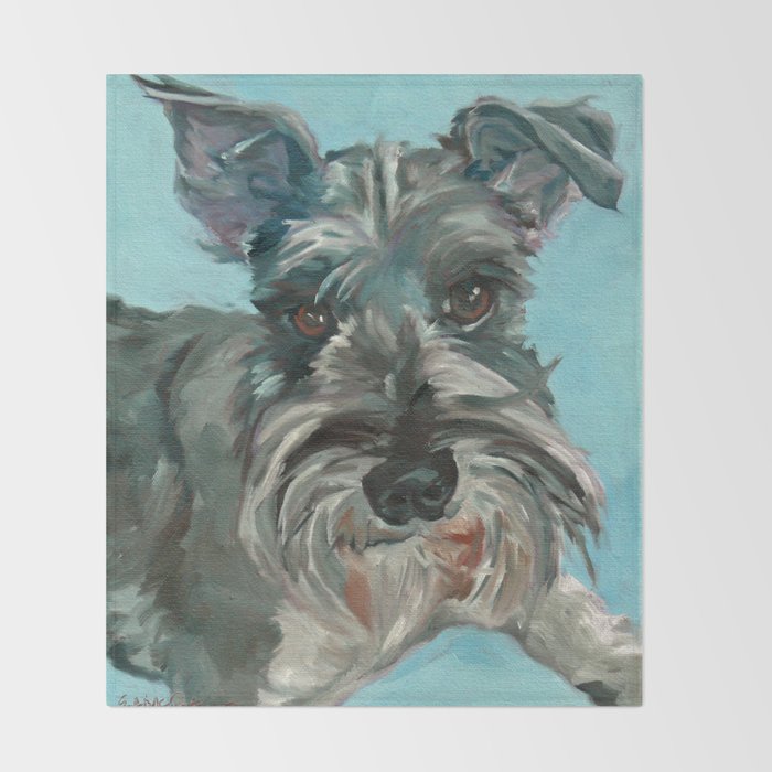 Schnauzer Dog Portrait Throw Blanket Gallery Image 2