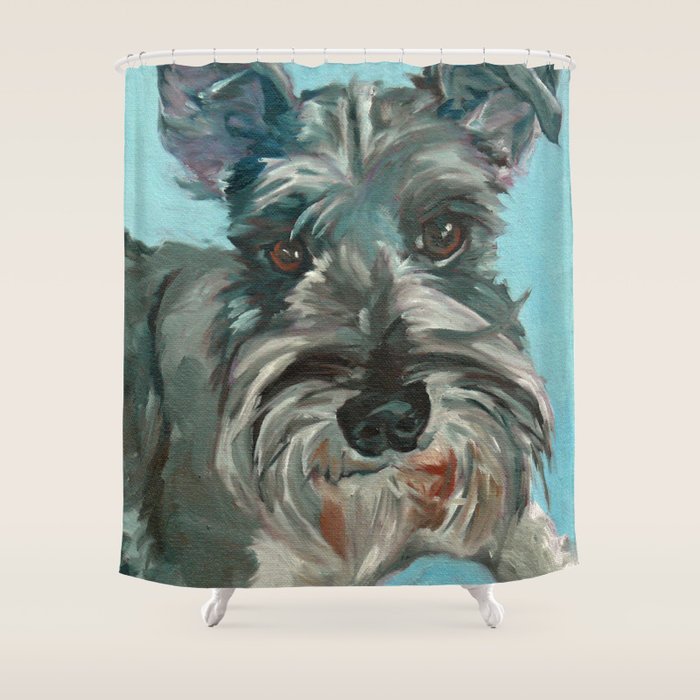 Schnauzer Dog Portrait Shower Curtain Gallery Image 1