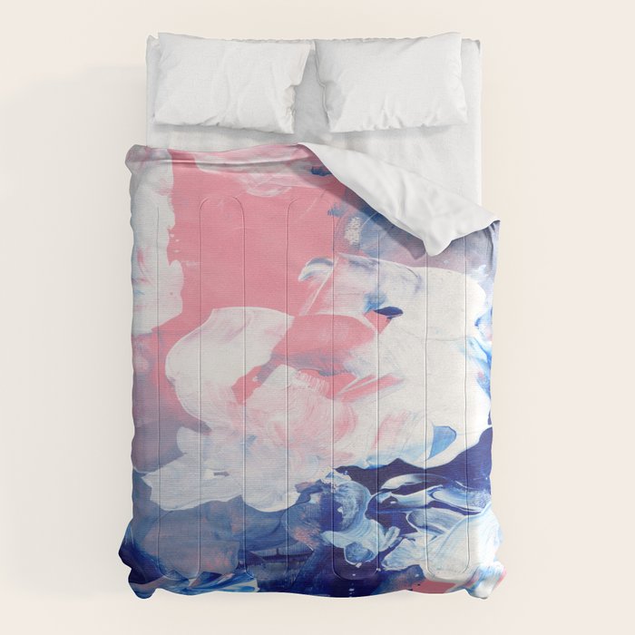 Ejaaz Haniff Abstract Acrylic Palette Knife Painting Blue Pink: 'Summer Storm' Comforter Gallery Image 6