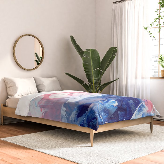 Ejaaz Haniff Abstract Acrylic Palette Knife Painting Blue Pink: 'Summer Storm' Comforter Gallery Image 2