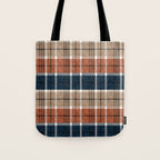 fall plaid - navy, orange & tan Tote Bag Gallery Image 1