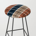 fall plaid - navy, orange & tan Stool Gallery Image 2