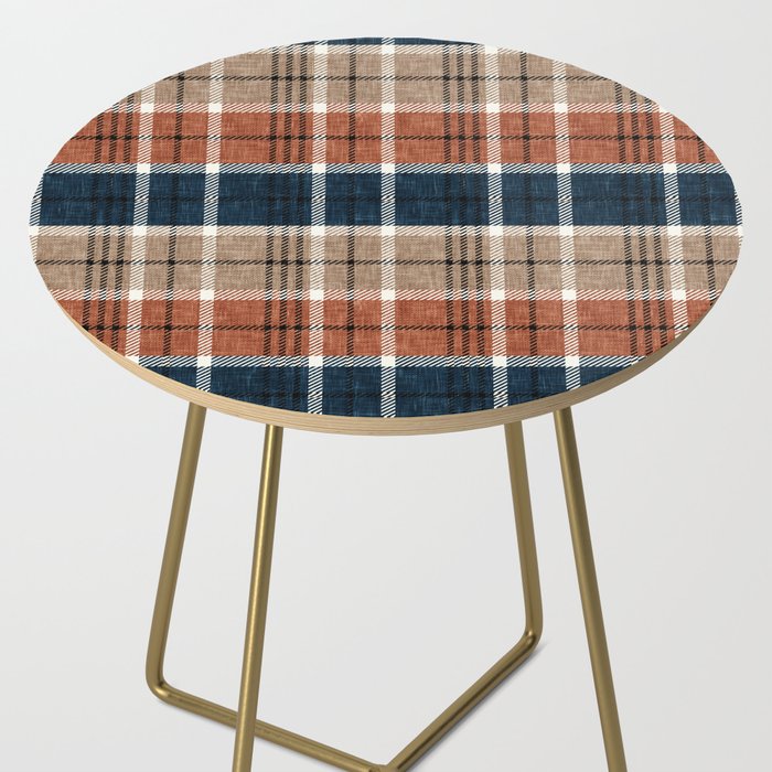 fall plaid - navy, orange & tan Side Table Gallery Image 2