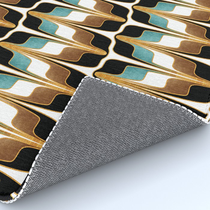 Mid Century Modern Liquid Watercolor Abstract / Faux Gold, Ocean Blue Teal, Brown, Black, White/ V1 Rug Gallery Image 4