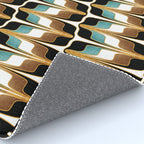 Mid Century Modern Liquid Watercolor Abstract / Faux Gold, Ocean Blue Teal, Brown, Black, White/ V1 Rug Gallery Image 4