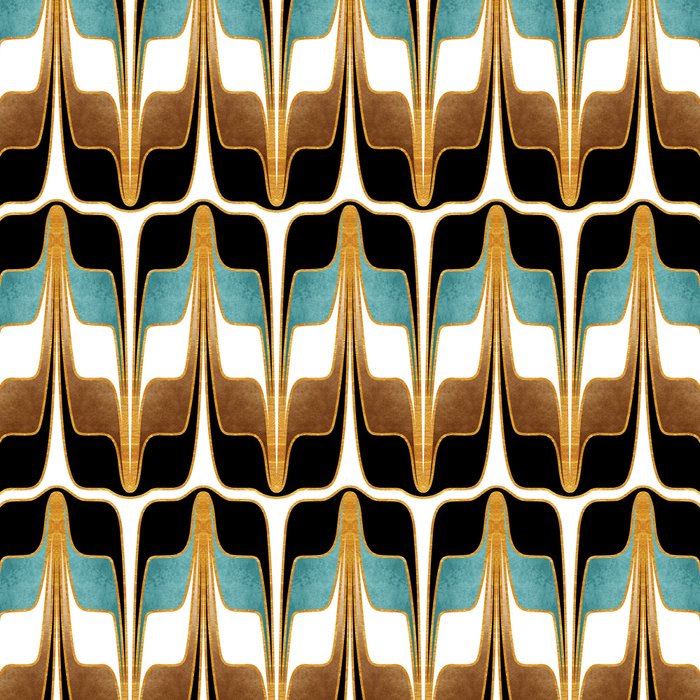Mid Century Modern Liquid Watercolor Abstract / Faux Gold, Ocean Blue Teal, Brown, Black, White/ V1 Coffee Mug Gallery Image 2