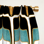 Mid Century Modern Liquid Watercolor Abstract / Faux Gold, Ocean Blue Teal, Brown, Black, White/ V1 Window Curtain Gallery Image 2