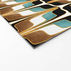 Mid Century Modern Liquid Watercolor Abstract / Faux Gold, Ocean Blue Teal, Brown, Black, White/ V1 Welcome Mat Gallery Image 2