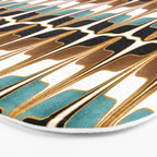 Mid Century Modern Liquid Watercolor Abstract / Faux Gold, Ocean Blue Teal, Brown, Black, White/ V1 Bath Mat Gallery Image 3