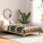 Mid Century Modern Liquid Watercolor Abstract / Faux Gold, Ocean Blue Teal, Brown, Black, White/ V1 Comforter Gallery Image 2