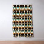 Mid Century Modern Liquid Watercolor Abstract / Faux Gold, Ocean Blue Teal, Brown, Black, White/ V1 Window Curtain Gallery Image 3
