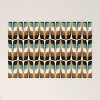 Mid Century Modern Liquid Watercolor Abstract / Faux Gold, Ocean Blue Teal, Brown, Black, White/ V1 Welcome Mat Gallery Image 1