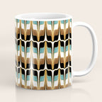 Mid Century Modern Liquid Watercolor Abstract / Faux Gold, Ocean Blue Teal, Brown, Black, White/ V1 Coffee Mug Gallery Image 1
