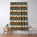 Mid Century Modern Liquid Watercolor Abstract / Faux Gold, Ocean Blue Teal, Brown, Black, White/ V1 Window Curtain Gallery Image 5