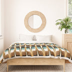 Mid Century Modern Liquid Watercolor Abstract / Faux Gold, Ocean Blue Teal, Brown, Black, White/ V1 Duvet Cover Gallery Image 3