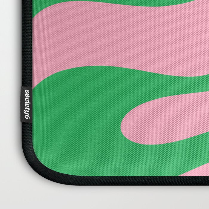 Pink and Green Soft Curves Retro Modern Abstract Pattern Laptop Sleeve Gallery Image 3