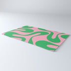 Pink and Green Soft Curves Retro Modern Abstract Pattern Rug Gallery Image 3