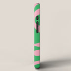 Pink and Green Soft Curves Retro Modern Abstract Pattern iPhone Case Gallery Image 2