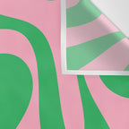 Pink and Green Soft Curves Retro Modern Abstract Pattern Wall Tapestry Gallery Image 3