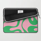 Pink and Green Soft Curves Retro Modern Abstract Pattern Laptop Sleeve Gallery Image 2